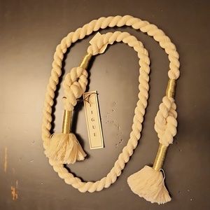 Elegant Cream Rope Belt with Gold Accents